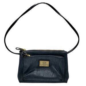 Vintage Esprit De Corp Black Genuine Leather Shoulder Mini Bag Purse